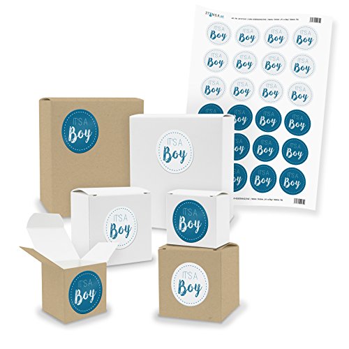 itenga Motiv It's a Boy Dunkelblau für Jungen Gast Geschenk Geburt Taufe 1. Geburtstag (24 Geschenkwürfel & -quader + Motivsticker) von itenga