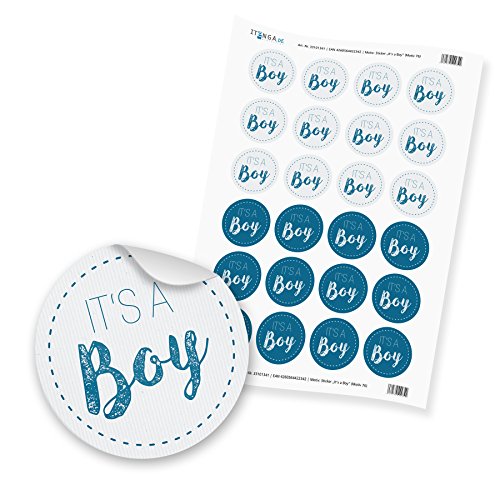 itenga Motiv It's a Boy Dunkelblau für Jungen Gast Geschenk Geburt Taufe 1. Geburtstag (24 Motivsticker) von itenga