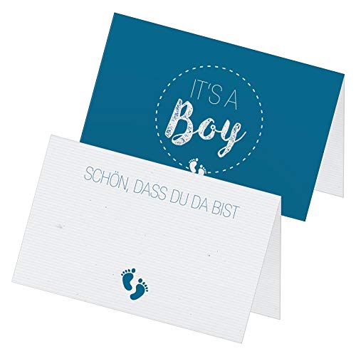 itenga Motiv It's a Boy Dunkelblau für Jungen Gast Geschenk Geburt Taufe 1. Geburtstag (24 Tischkarten) von itenga