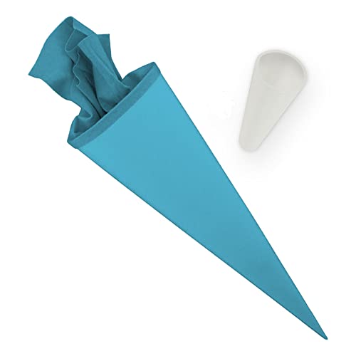 itenga Produktset Schultüte mit Spitzenschutz rund 70 cm - Zuckertüte Rohling Bastelschultüte mit Spitzenschutz (Pazifikblau) von itenga