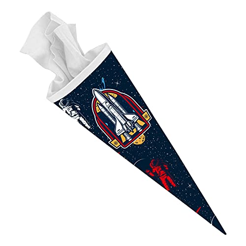 itenga Schultüte 70cm groß rund Weltraum Einschulung Schulanfang - Zuckertüte für Jungen mit Astronaut und Spaceshuttle von itenga