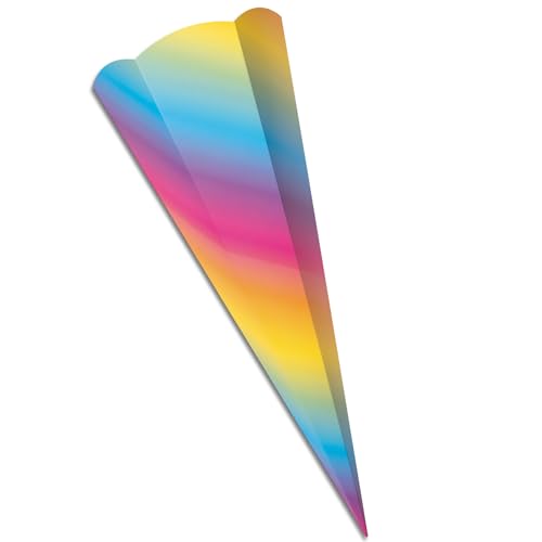 itenga Schultüten Rohling Zuschnitt aus stabilem Buntkarton glatt - 68cm - 6eckig - Schultüte Rohling zum Basteln (Regenbogen) von itenga