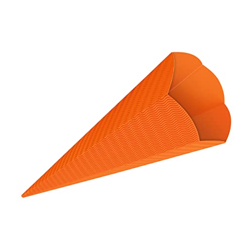 itenga Schultüten Rohling aus Bastelwellpappe 68cm - Schultüten Rohling zum Basteln - 3D Wellpappe (orange) von itenga