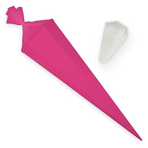 itenga Set Bastelschultüte eckig 85 cm inkl. Spitzenschutz - Schultüte Zuckertüte Rohling 1. Schuljahr (Pink) von itenga