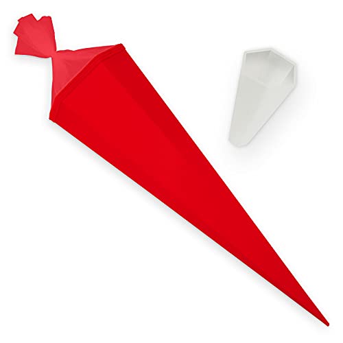 itenga Set Bastelschultüte eckig 85 cm inkl. Spitzenschutz - Schultüte Zuckertüte Rohling 1. Schuljahr (Rot) von itenga