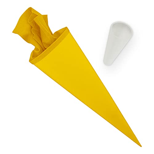 itenga Set Bastelschultüte rund 70 cm inkl. Spitzenschutz - Schultüte Zuckertüte Rohling 1. Schuljahr (Gelb) von itenga