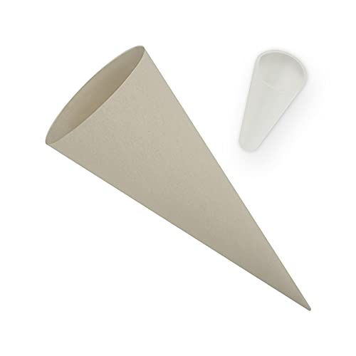 itenga Set Bastelschultüte rund 70 cm inkl. Spitzenschutz - Schultüte Zuckertüte Rohling 1. Schuljahr (Grau) von itenga