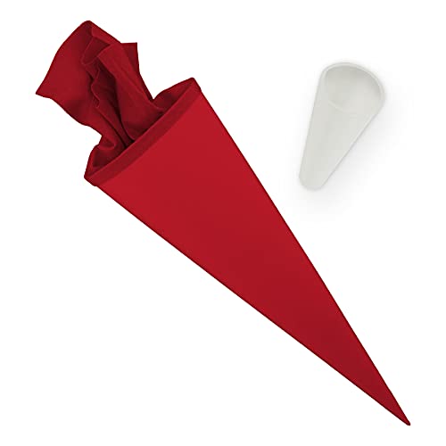 itenga Set Bastelschultüte rund 70 cm inkl. Spitzenschutz - Schultüte Zuckertüte Rohling 1. Schuljahr (Rot) von itenga