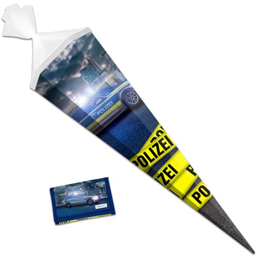 itenga Set Schultüte 85cm groß 6eckig Zuckertüte und passender Brustbeutel Geldbeutel (Motiv Polizei) von itenga