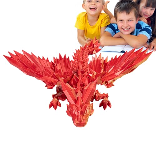 itrimaka 3D-Gedruckter Drache mit Flügeln, 3D-gedrucktes Drachenei,Wunderschönes Fidget-Spielzeug mit Kristalldrachen | Wunderschönes, Flexibles Zappelspielzeug zum Stressabbau, Geschenk zum Jahr des von itrimaka