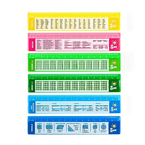 itsisa Lineal mit Spickzettel 6er Set - ausgefallenes Lineal mit Spickzettel, zum Schulanfang, Zeichnen von itsisa