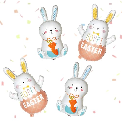4 x Oster-Luftballons, Osterhasen-Ballons, 76,2 cm, große Oster-Folienballons für Oster-Mottoparty, Ostern, Kaninchen, Geburtstagsparty, Zubehör, Dekorationen 4 x Oster-Luftballons, Osterhasen-Ballons, 76,2 cm, große Oster-Folienballons für Oster-Mottoparty, Ostern, Kaninchen, Geburtstagsparty, Zubehör, Dekorationen von iwiio