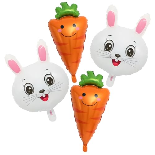 4 x Osterballons – 2 x Karotten-Ballons, 2 x Hasen-Folienballons, Oster-Folienballons, Dekoration für Kinder, Party, Geburtstag, Dekoration für Zuhause, Garten, Dekoration 4 x Osterballons – 2 x Karotten-Ballons, 2 x Hasen-Folienballons, Oster-Folienballons, Dekoration für Kinder, Party, Geburtstag, Dekoration für Zuhause, Garten, Dekoration von iwiio