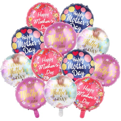Folienballons "Happy Mother's Day", 45,7 cm, Muttertagsdekoration, Folienballons, rund, bunt, Heliumballon für Muttertag, Geburtstag, Party-Dekoration, 12 Stück Folienballons "Happy Mother's Day", 45,7 cm, Muttertagsdekoration, Folienballons, rund, bunt, Heliumballon für Muttertag, Geburtstag, Party-Dekoration, 12 Stück von iwiio