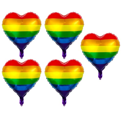 Regenbogen-Luftballons, 45,7 cm, Herz-Ballons, Gay-Pride-Dekorationen, große Größe, für Geburtstag, Babyparty, Hochzeit, 5 Stück Regenbogen-Luftballons, 45,7 cm, Herz-Ballons, Gay-Pride-Dekorationen, große Größe, für Geburtstag, Babyparty, Hochzeit, 5 Stück von iwiio