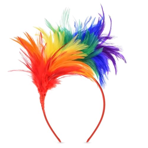 iwiio Regenbogen-Feder-Stirnband, Stolz-Stirnband, LGBT Gay Pride Zubehör, buntes Feder-Stirnband, Cosplay-Haarbänder, Karneval, Party, Kopfschmuck, Kostümzubehör iwiio Regenbogen-Feder-Stirnband, Stolz-Stirnband, LGBT Gay Pride Zubehör, buntes Feder-Stirnband, Cosplay-Haarbänder, Karneval, Party, Kopfschmuck, Kostümzubehör von iwiio