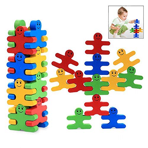 iwobi 16 Stück Kreative Holz Bausteine, Bunte Holzbausteine Kinder Intelligenz Lernspielzeug iwobi 16 Stück Kreative Holz Bausteine, Bunte Holzbausteine Kinder Intelligenz Lernspielzeug von iwobi