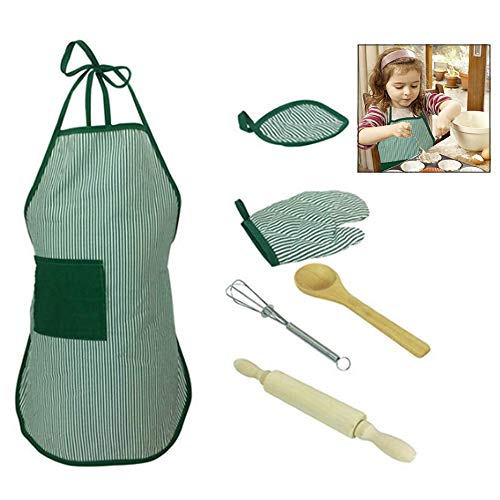 iwobi 6 Stück Kinder Backen kostüm Set, Kinder Chef Rolle Spielen Kostüm, Schürze, Ofenhandschuh, Handmixer, hitzebeständige Matte, Holzlöffel und Nudelholz iwobi 6 Stück Kinder Backen kostüm Set, Kinder Chef Rolle Spielen Kostüm, Schürze, Ofenhandschuh, Handmixer, hitzebeständige Matte, Holzlöffel und Nudelholz von iwobi
