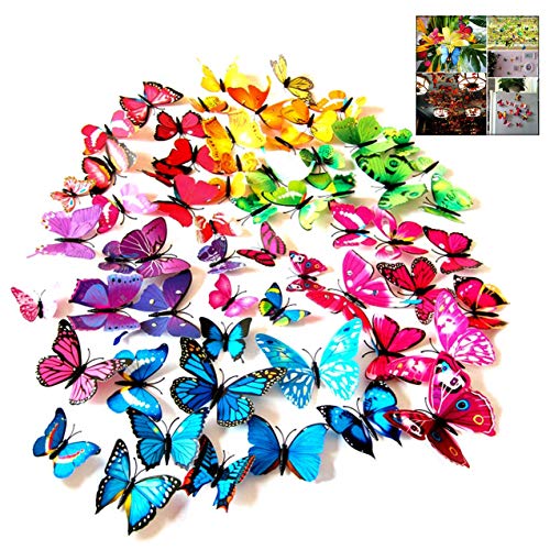 iwobi 72 Stück 3D Schmetterlinge Papier Dekoration für Haus und Raum, Wandaufkleber für Schlafzimmer Wohnzimmer von iwobi