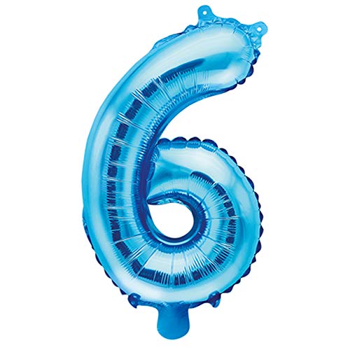jakopabra Zahlenballon Folienballon in Blau, nur für Luftbefüllung, 35 cm groß (Zahl 6) von jakopabra