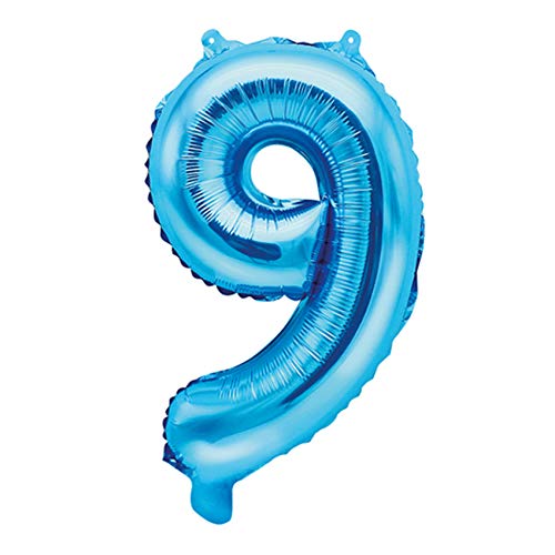 jakopabra Zahlenballon Folienballon in Blau, nur für Luftbefüllung, 35 cm groß (Zahl 9) von jakopabra