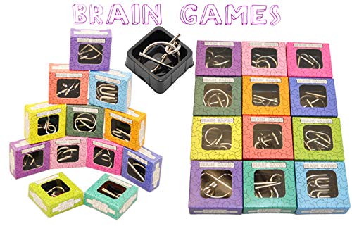 Jameitop® 12-teiliges Metallpuzzle Set – Knobelspiele für Erwachsene & Kinder, Denkspiel aus Metall, Geduldspiele in verschiedenen Schwierigkeitsstufen mit Lösung von jameitop