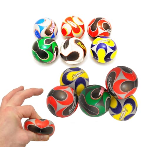 jameitop® 12er Set Mini Fußbälle – weiche Stressbälle Ø6 cm, kräftige Farben, Fußball ideal zum Kneten, Werfen & Schießen Partyartikel Softball Ball von jameitop