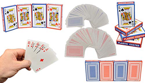 jameitop® 4 x 54 Spielkarten Set (2X Rot & 2X Blau) Bridge Canasta Kartenspiel Poker Skat von jameitop