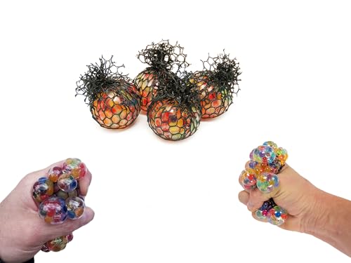 jameitop® 4er Set Stressbälle in Regenbogenfarben – Anti-Stress Bälle mit Netz für Erwachsene & Kinder, Ø 6 cm – Ideal zur Stressreduktion, Konzentration & Entspannung Quetschball von jameitop