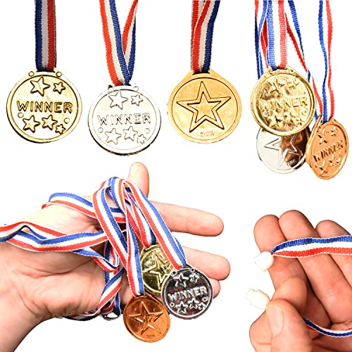 jameitop® 6 X Sieger Medaille 2 x Goldmedaille + 2 x Silbermedaille + 2 x Bronzemedaille für Sport/Kindergeburtstag 1,2,3 Sieger von jameitop