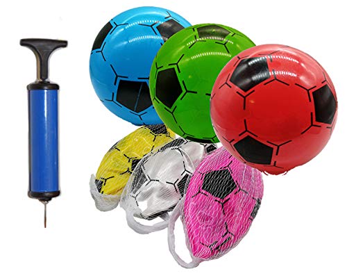 jameitop® Fußball 4X Mix Farben + Ballpumpe, Durchmesser Ball 20 cm von jameitop