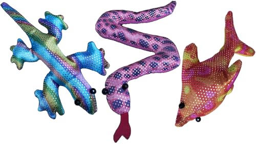 jameitop®Große Sandtiere 3 STÜCK Tierfiguren 12-15 cm Meerestiere Echsen Tiere Drachen Schlange Stofftier gefüllt mit Sand 3 Verschiedene kreatives Give-Away für Kinder oder Tombola Preis von jameitop