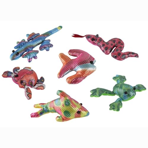 jameitop®Sandtiere 6 STÜCK Tierfiguren Meerestiere Echsen Tiere Drachen Schlange Stofftier gefüllt mit Sand 3-6 Verschiedene kreatives Give-Away für Kinder oder Tombola Preis von jameitop