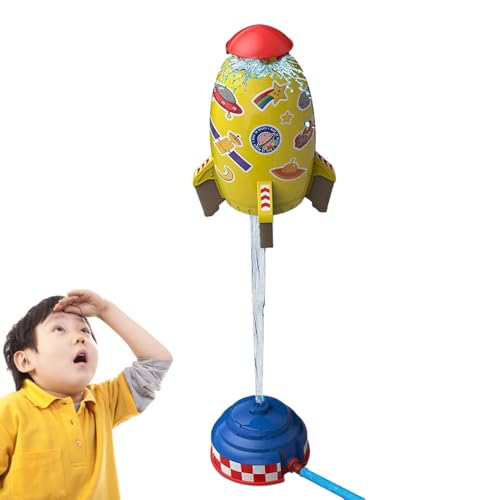 Rocket Wassersprinkler Kinder Outdoor, 360 Rotation Cartoon Wassersprinkler, Water Rockets Sprinkler Raketensprinkler Outdoor Wasserspielzeug Sprinkler für Kinder Raketenform von jamgeery