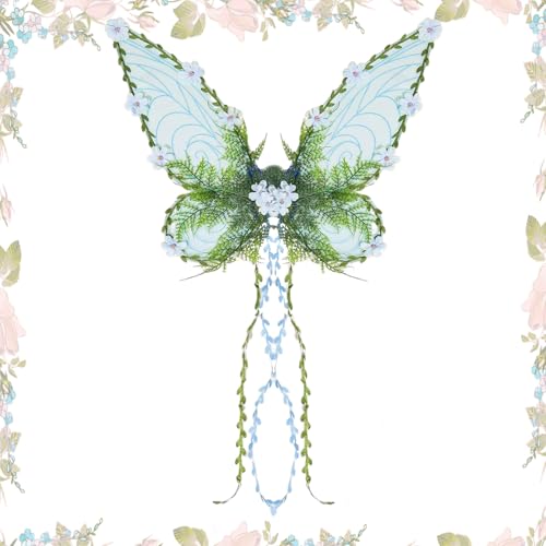 jamgeery Mädchen Feenflügel | Kostüm Schmetterlingsflügel mit 3D Blumen und Blättern | Verwandlungs-Outfit Kostüm Zubehör Für Damen Kinder Cosplay Fest Halloween Fotografie von jamgeery