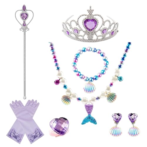 jaminben Prinzessinnenkostüme für Mädchen, Prinzessinnen-Kostüm, Cosplay-Zubehör, inklusive Prinzessinnenkrone, Handschuhe, Zauberstab, Halskette, Ring, lila Prinzessinnen-Zubehör für Mädchen von 3–9 jaminben Prinzessinnenkostüme für Mädchen, Prinzessinnen-Kostüm, Cosplay-Zubehör, inklusive Prinzessinnenkrone, Handschuhe, Zauberstab, Halskette, Ring, lila Prinzessinnen-Zubehör für Mädchen von 3–9 von jaminben