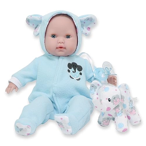 JC TOYS Berenguer Boutique-Puppe, 38 cm, weicher Körper, Augen öffnen und schließen, inklusive Kleidung und Elefanten-Plüschtier, blau, entworfen von Berenguer, ab 2 Jahren JC TOYS Berenguer Boutique-Puppe, 38 cm, weicher Körper, Augen öffnen und schließen, inklusive Kleidung und Elefanten-Plüschtier, blau, entworfen von Berenguer, ab 2 Jahren von jc toys