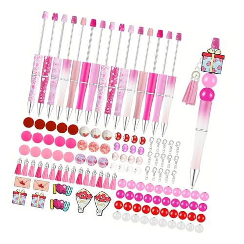 jdstty Valentinstag Perlenstift 15 Pieces Plastikstallpunkter Perlenstift Mit Farbenfrohen Holzperlen Für Schüler Teenager Und Handwerk von jdstty