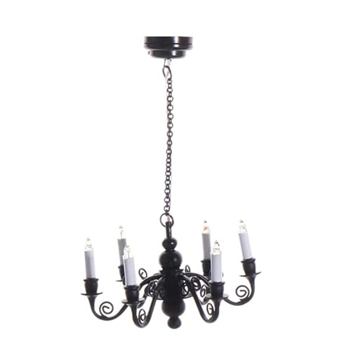 jdstty 1/12 Skala Sechs Kopfdecke Lampe Miniaturpuppenhäuser Kronleuchter Für Wohnzimmer Display Landschaftsbauzubehör von jdstty