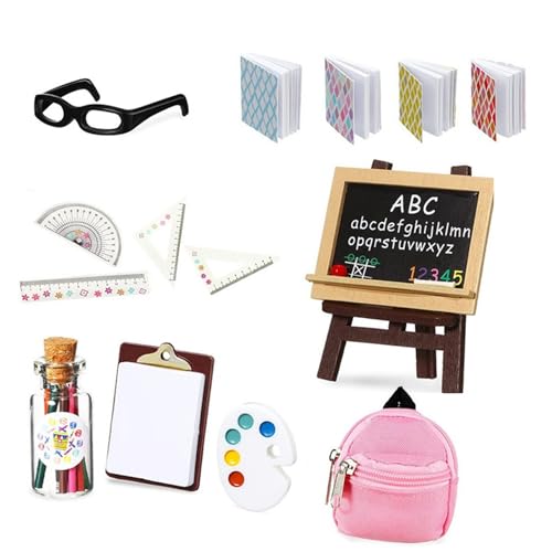 jdstty Miniaturschule Versorgung Mit Herrscher Schulbeutel Figur Für 1/12 Bildungsdollhouses Demonstrationen Und Geschenkgeben von jdstty