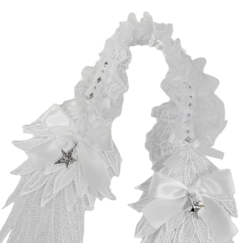 jdstty Punk Angelic Geflügeltes Haarband Cosplay Kopfschmuck Rüschen Spitze Stirnband für Maskeraden und Halloween Party Fotografie Tragen jdstty Punk Angelic Geflügeltes Haarband Cosplay Kopfschmuck Rüschen Spitze Stirnband für Maskeraden und Halloween Party Fotografie Tragen von jdstty