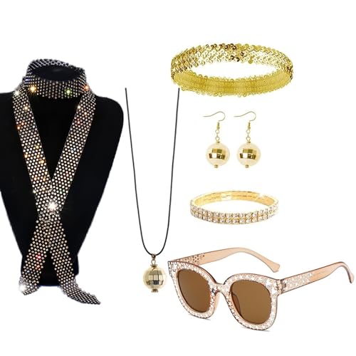 jebyltd 5pcs Discos 1950er 1960er 1970er Jahre 80er Jahre Set Rockstars Coole Outfits Für Halloween Birthday Party Kostüm Kleidungszubehör von jebyltd
