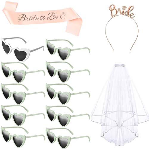 13 Stück JGA Sonnenbrille Frauen Sonnenbrille Herz JGA Brille Herzform Braut Schleier JGA Braut Schärpe Haarreif JGA Accessoires Junggesellenabschied 13 Stück JGA Sonnenbrille Frauen Sonnenbrille Herz JGA Brille Herzform Braut Schleier JGA Braut Schärpe Haarreif JGA Accessoires Junggesellenabschied von jenich