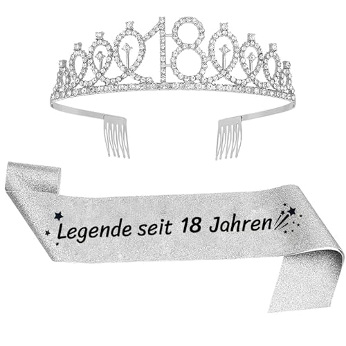 2er Set 18. Geburtstag Schärpe und Tiara Silber Geburtstag Schärpe Geburtstag Krone 18 Geburtstagskrone Prinzessin Kristall Krone Schärpe für Frauen 18. Geburtstag Geschenke Partyzubehör 2er Set 18. Geburtstag Schärpe und Tiara Silber Geburtstag Schärpe Geburtstag Krone 18 Geburtstagskrone Prinzessin Kristall Krone Schärpe für Frauen 18. Geburtstag Geschenke Partyzubehör von jenich