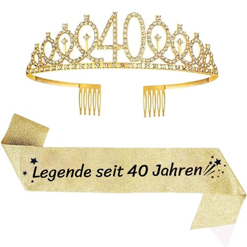2er Set 40. Geburtstag Schärpe und Tiara Gold Geburtstag Schärpe Geburtstag Krone 40 Geburtstagskrone Prinzessin Kristall Krone Schärpe für Frauen 40. Geburtstag Geschenke Partyzubehör 2er Set 40. Geburtstag Schärpe und Tiara Gold Geburtstag Schärpe Geburtstag Krone 40 Geburtstagskrone Prinzessin Kristall Krone Schärpe für Frauen 40. Geburtstag Geschenke Partyzubehör von jenich