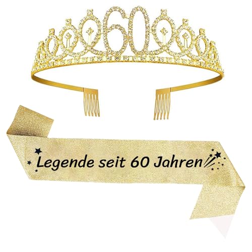 2er Set 60. Geburtstag Schärpe und Tiara Gold Geburtstag Schärpe Geburtstag Krone 60 Geburtstagskrone Prinzessin Kristall Krone Schärpe für Frauen 60. Geburtstag Geschenke Partyzubehör 2er Set 60. Geburtstag Schärpe und Tiara Gold Geburtstag Schärpe Geburtstag Krone 60 Geburtstagskrone Prinzessin Kristall Krone Schärpe für Frauen 60. Geburtstag Geschenke Partyzubehör von jenich