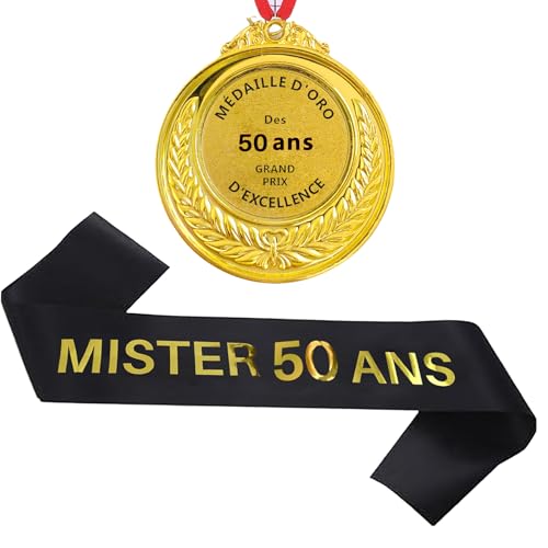 50 ans Homme Echarpe Mister50 ans Médaille d'or 50 Happy 50th Birthday Décoration Ensemble d'anniversaire 50 Homme 50 ans Homme Echarpe Mister50 ans Médaille d'or 50 Happy 50th Birthday Décoration Ensemble d'anniversaire 50 Homme von jenich