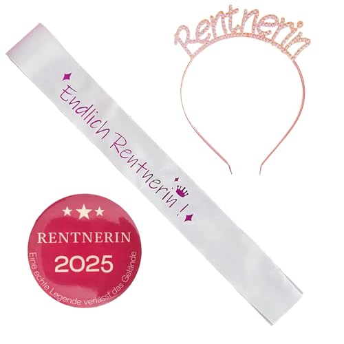 3Pcs Rentner Geschenk Frau Rentnerin Schärpe Haarreif und Button Renteneintritt Ruhestand Geschenk Frau Rente Ruhestand Deko 2025 Ruhestandsgeschenk zum Ruhestand für Frauen Abschiedsgeschenk Kollegin 3Pcs Rentner Geschenk Frau Rentnerin Schärpe Haarreif und Button Renteneintritt Ruhestand Geschenk Frau Rente Ruhestand Deko 2025 Ruhestandsgeschenk zum Ruhestand für Frauen Abschiedsgeschenk Kollegin von jenich