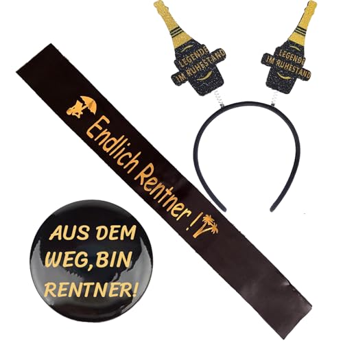 3Pcs Rentner Schärpe Haarreif und Button Ruhestand Schärpe Ruhestand Geschenk Ruhestand Dekoration Rente 2025 Deko Schwarz Gold Legende im Ruhestand für Ruhestand Pensionierung Abschiedsfeier 3Pcs Rentner Schärpe Haarreif und Button Ruhestand Schärpe Ruhestand Geschenk Ruhestand Dekoration Rente 2025 Deko Schwarz Gold Legende im Ruhestand für Ruhestand Pensionierung Abschiedsfeier von jenich