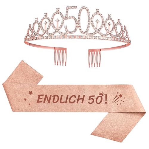 jenich 2er Set 50. Geburtstag Schärpe und Tiara Rosa Geburtstag Schärpe Geburtstag Krone 50 Geburtstagskrone Prinzessin Kristall Krone Schärpe für Frauen 50. Geburtstag Geschenke Partyzubehör jenich 2er Set 50. Geburtstag Schärpe und Tiara Rosa Geburtstag Schärpe Geburtstag Krone 50 Geburtstagskrone Prinzessin Kristall Krone Schärpe für Frauen 50. Geburtstag Geschenke Partyzubehör von jenich